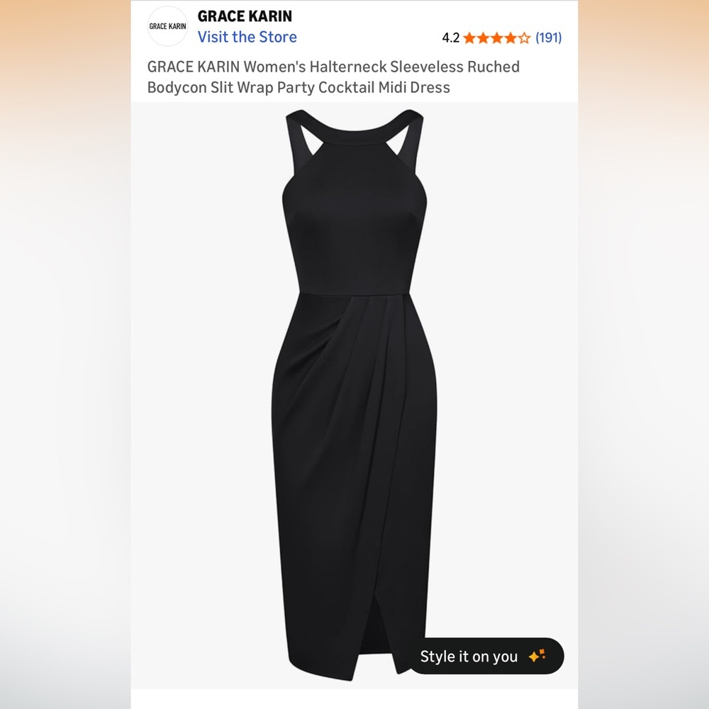 Grace Karin Black Halterneck Midi Dress